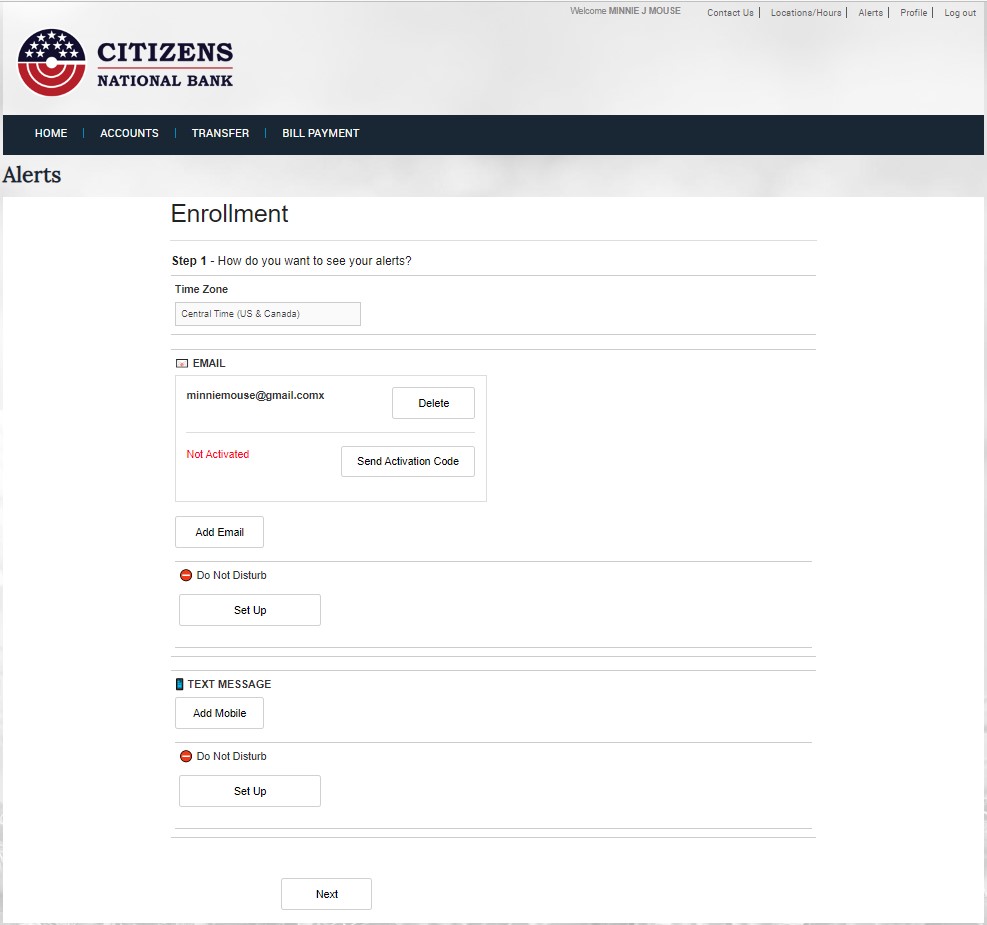 enrollment screen 2